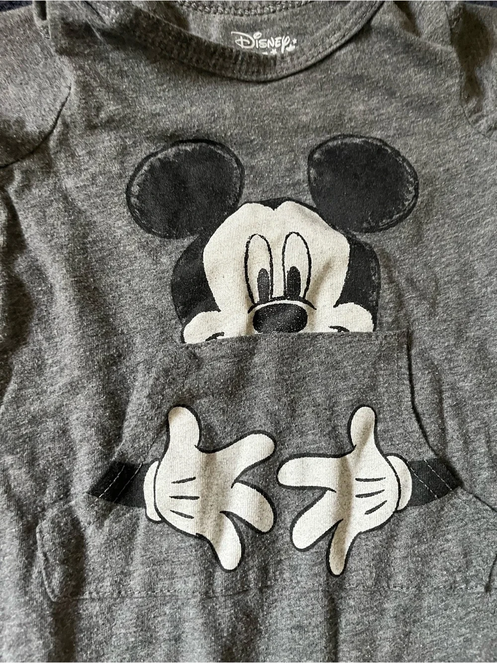 Disney Gray Mickey Mouse Pocket Romper